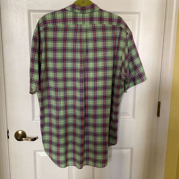 Men’s Polo Ralph Lauren Short Sleeve Button Down Shirt, Green Plaid, Size Large - Picture 5 of 6